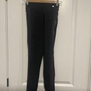Black Adidas Leggings ~ Dark Grey Velvet Strips & Gold Logo
